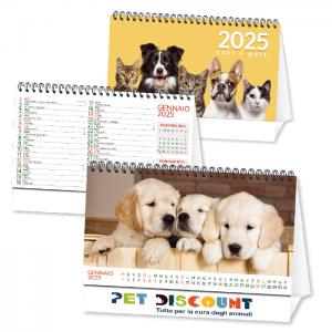 Calendario 2025 da tavolo con cuccioli Cani e Gatti stampa su due lati